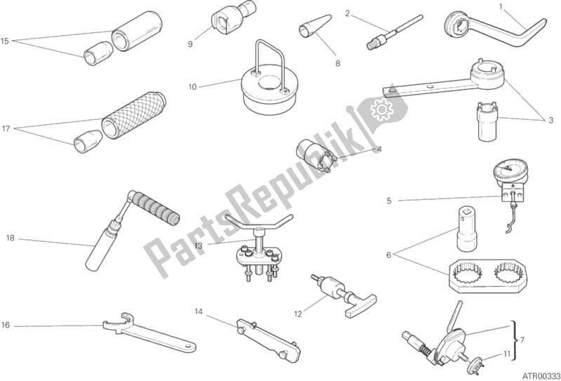 Alle onderdelen voor de 01a - Werkplaatsgereedschap van de Ducati Diavel Carbon FL 1200 2016